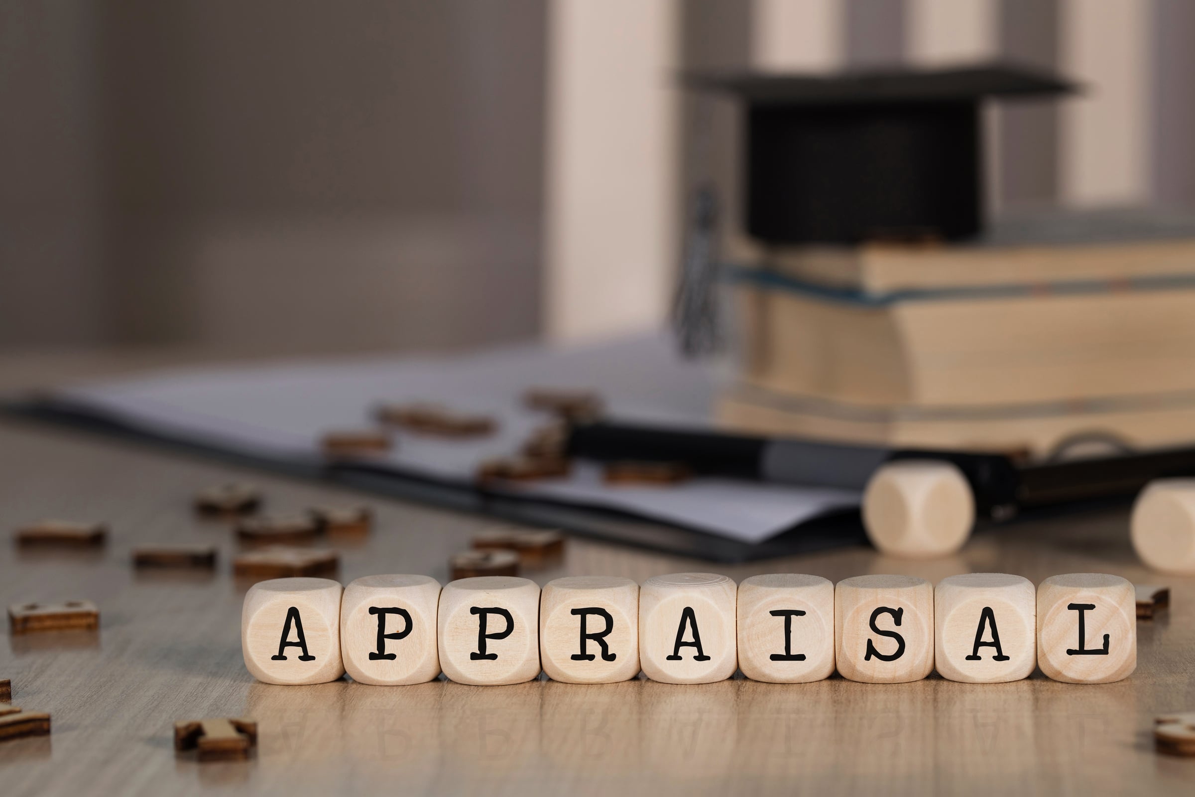 Word APPRAISAL composed of wooden dices.