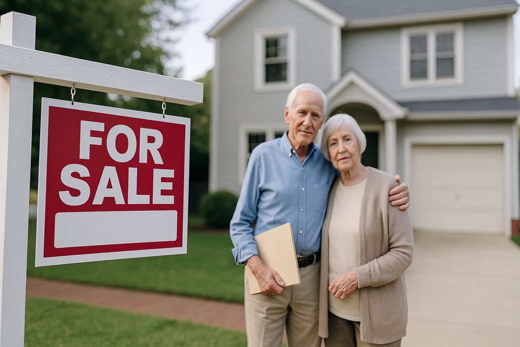Adult children helping an aging parent sell the family home to pay for senior care