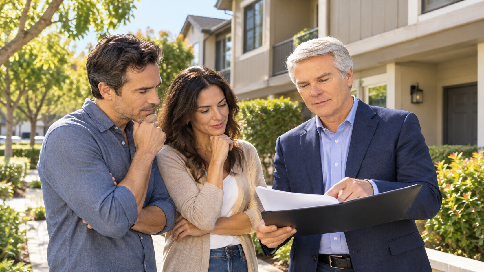 Homeowners meeting with an advisor about California's $750,000 primary residence petition in Silicon Valley
