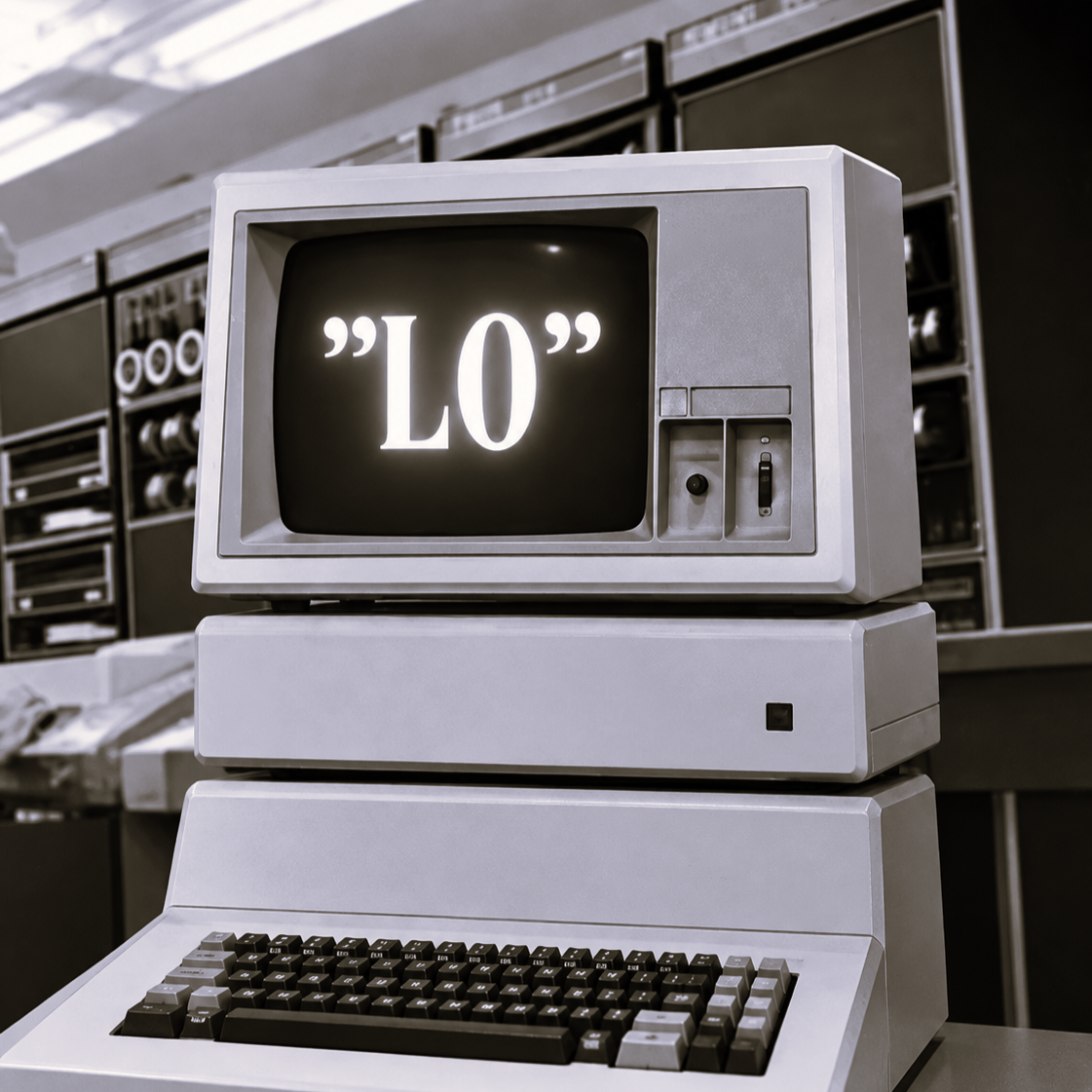 Retro Mainframe Terminal Displaying “LO”