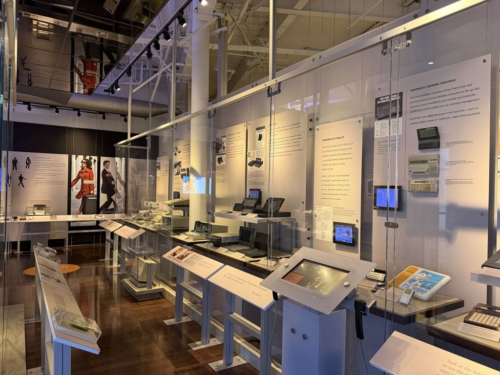 Handhelds and Tablets mobile computing gallery at the Computer History Museum with early laptops, organizers and pen tablets