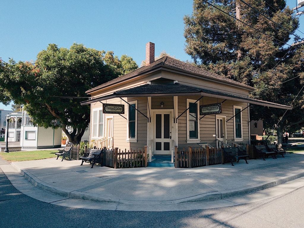 Dr. Warburton's office with doctor and dentist signs at History Park San Jose