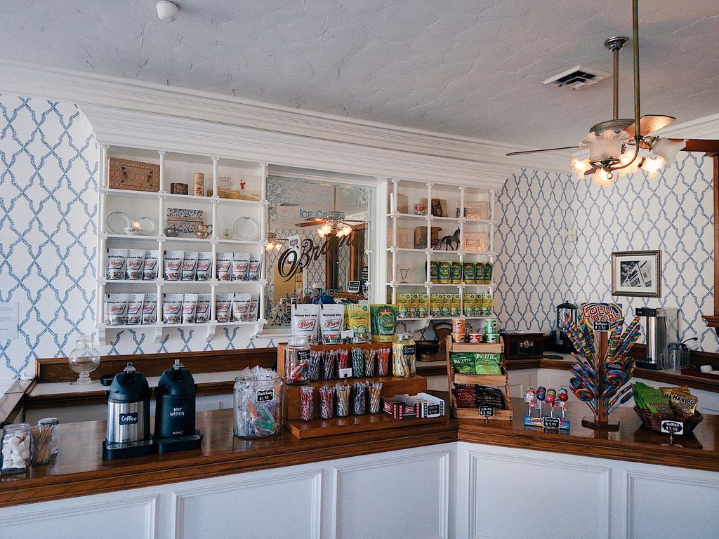 Inside O'Brien's Ice Cream and Candy at History Park San Jose with vintage candy displays