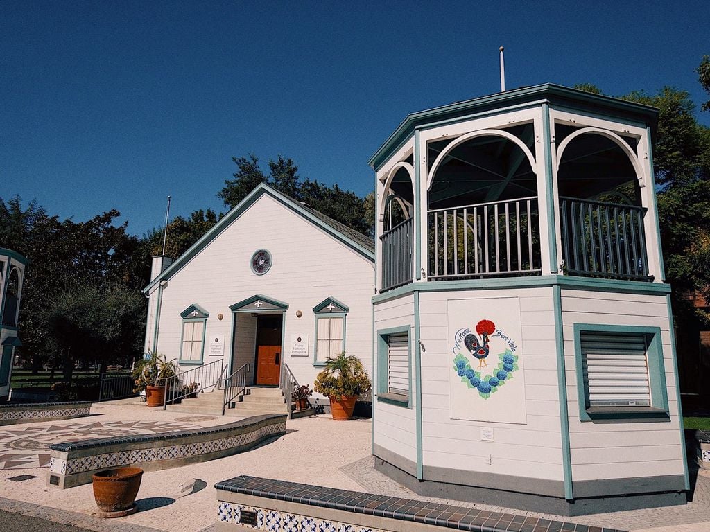 Portuguese Historical Museum imperio replica and mosaic plaza at History Park San Jose