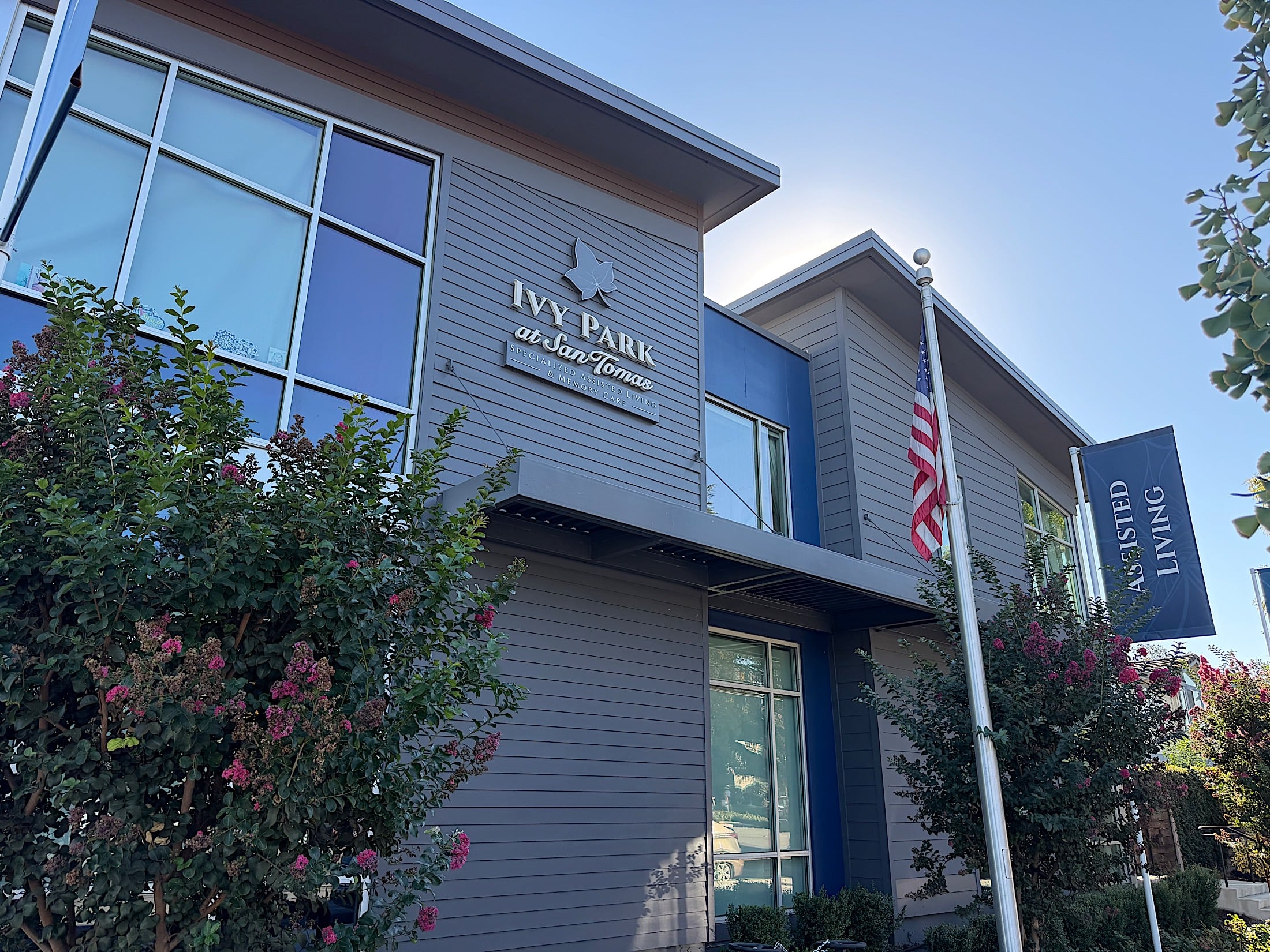 Ivy Park at San Tomas assisted living and memory care exterior sign, San Jose