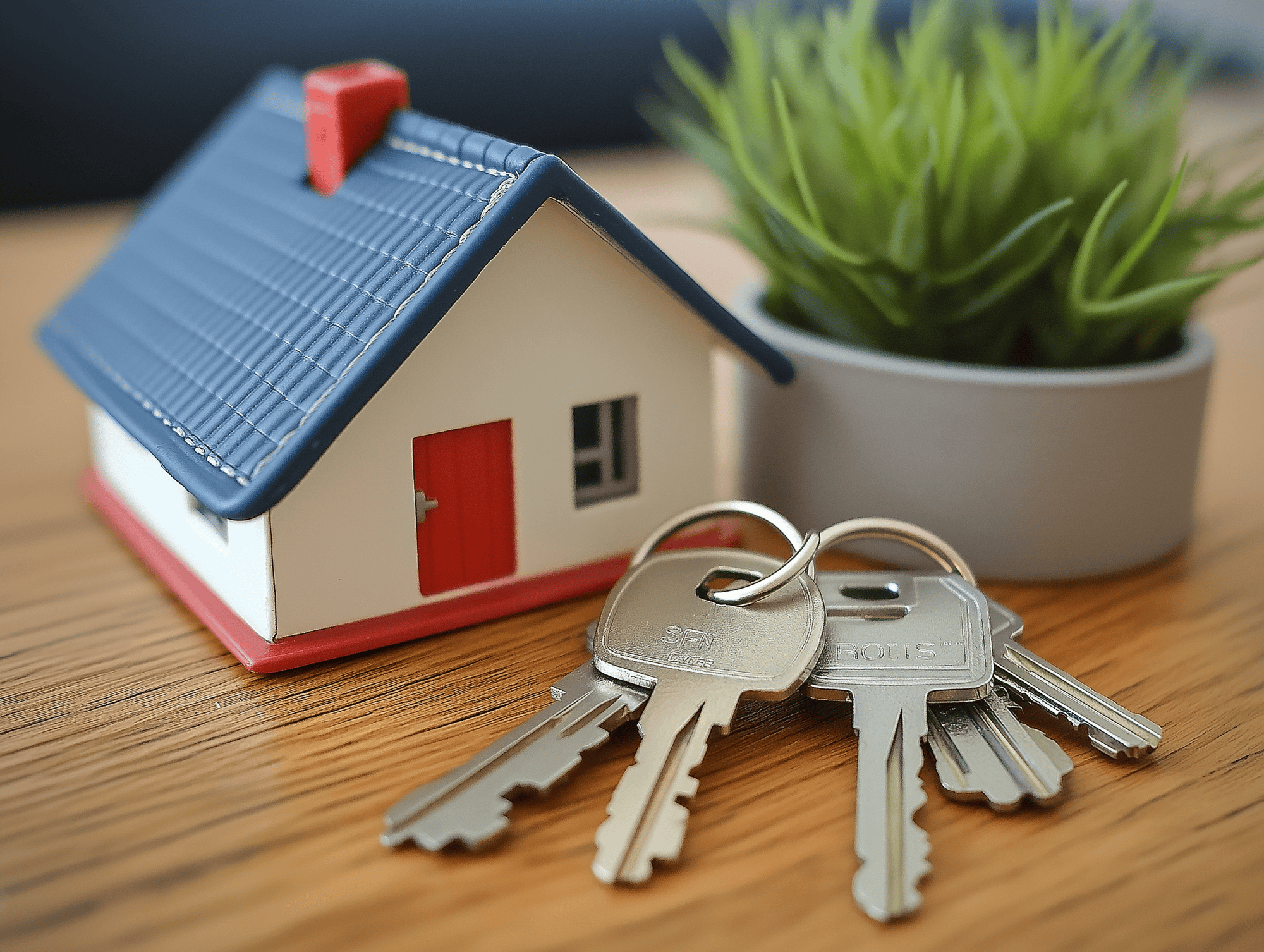 House Model And Keys On Desk