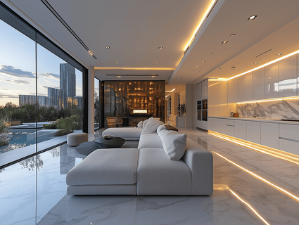 Modern Clean Living Room In Vegas Luxury Home
