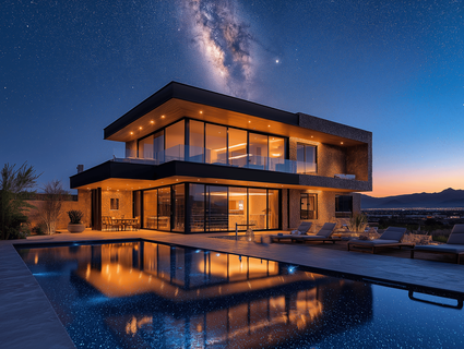 Modern Luxury Home Night View-TEaGitxFUH