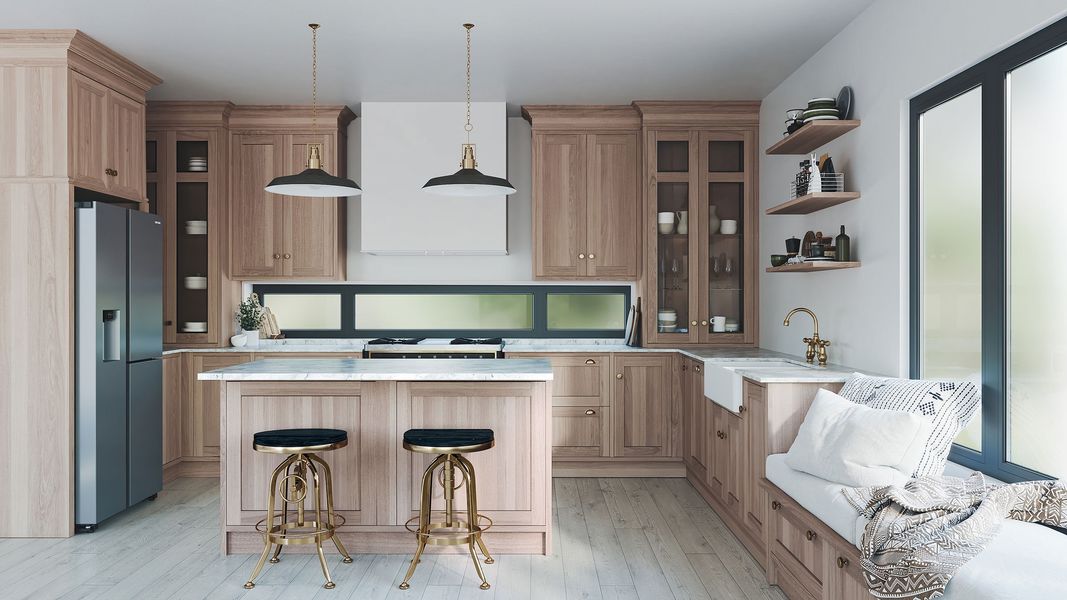 Kitchen-with-frosted-glass-white-wall