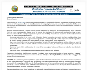 NC Property Disclosure Form