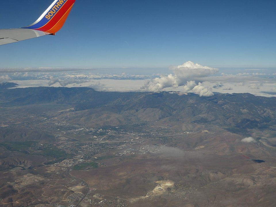 Carson City, Nevada aerial view with mountains