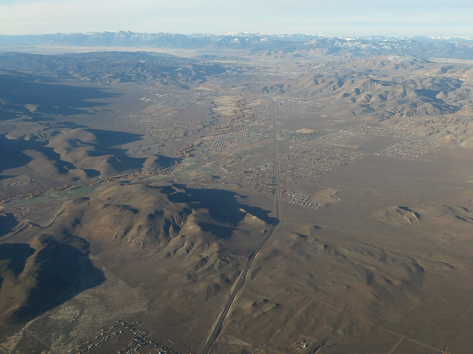 Dayton, Nevada with Carson City in the background