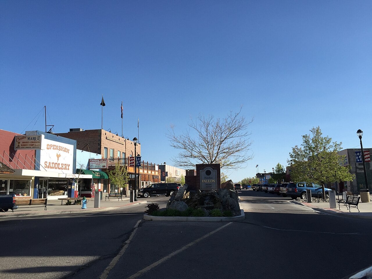 Downtown Fallon, Nevada - Maine Street view showing the heart of this Churchill County community