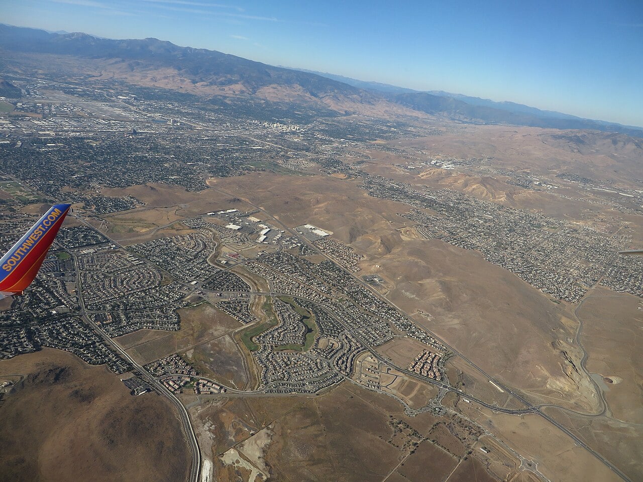 Aerial view of Sparks and Sun Valley, Nevada