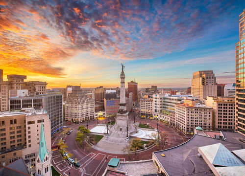 city center monument sunset