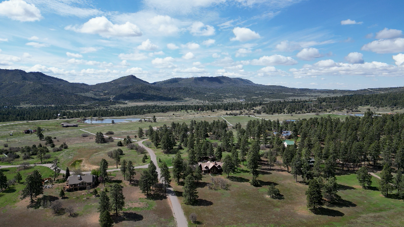 Shenandoah neighborhood west of Durango, Colorado with forested rolling terrain
