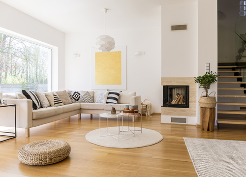 Living room with stairs