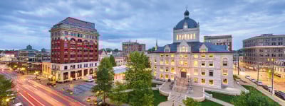 Lexington Kentucky Usa Historic Downtown Cityscape At Blue Hour