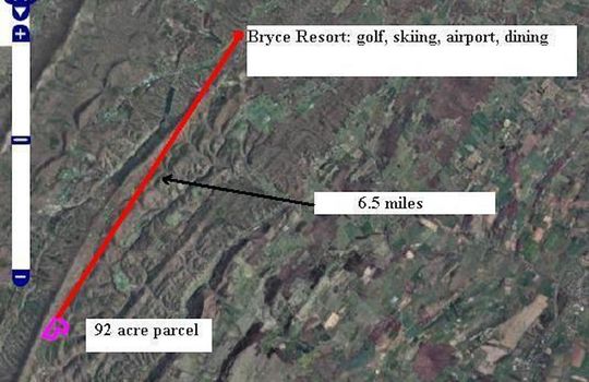GIS distance to Bryce Resort
