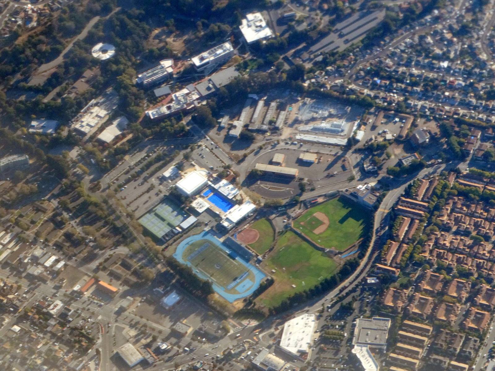 Aerial view of the Contra Costa College campus in San Pablo, September 2022
