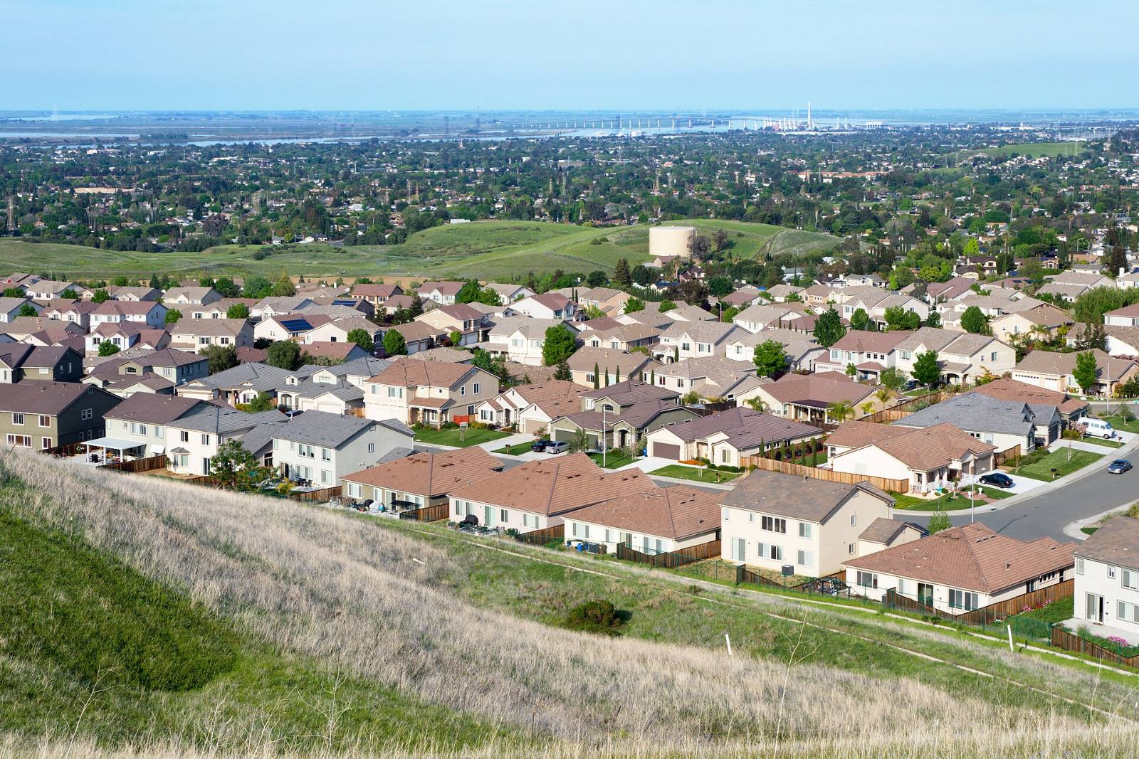 Newer hillside subdivision homes in Antioch seen from Black Diamond Mines Regional Preserve, April 2014