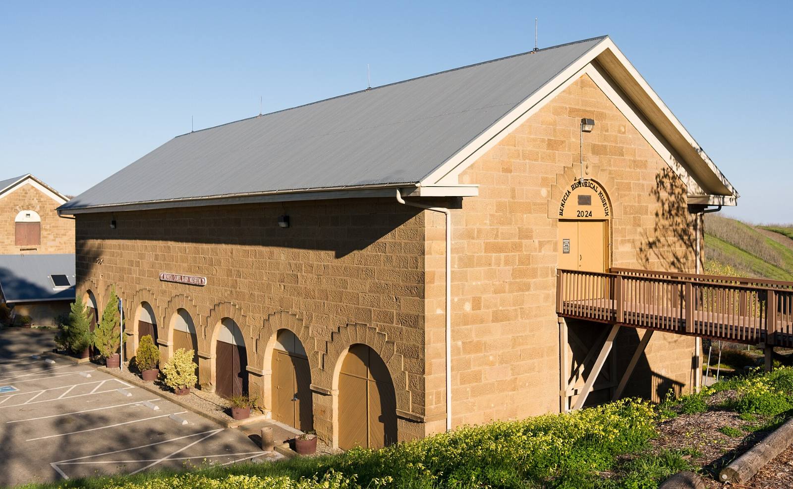 The Camel Barns sandstone buildings in the Benicia Arsenal Historic District, 2013