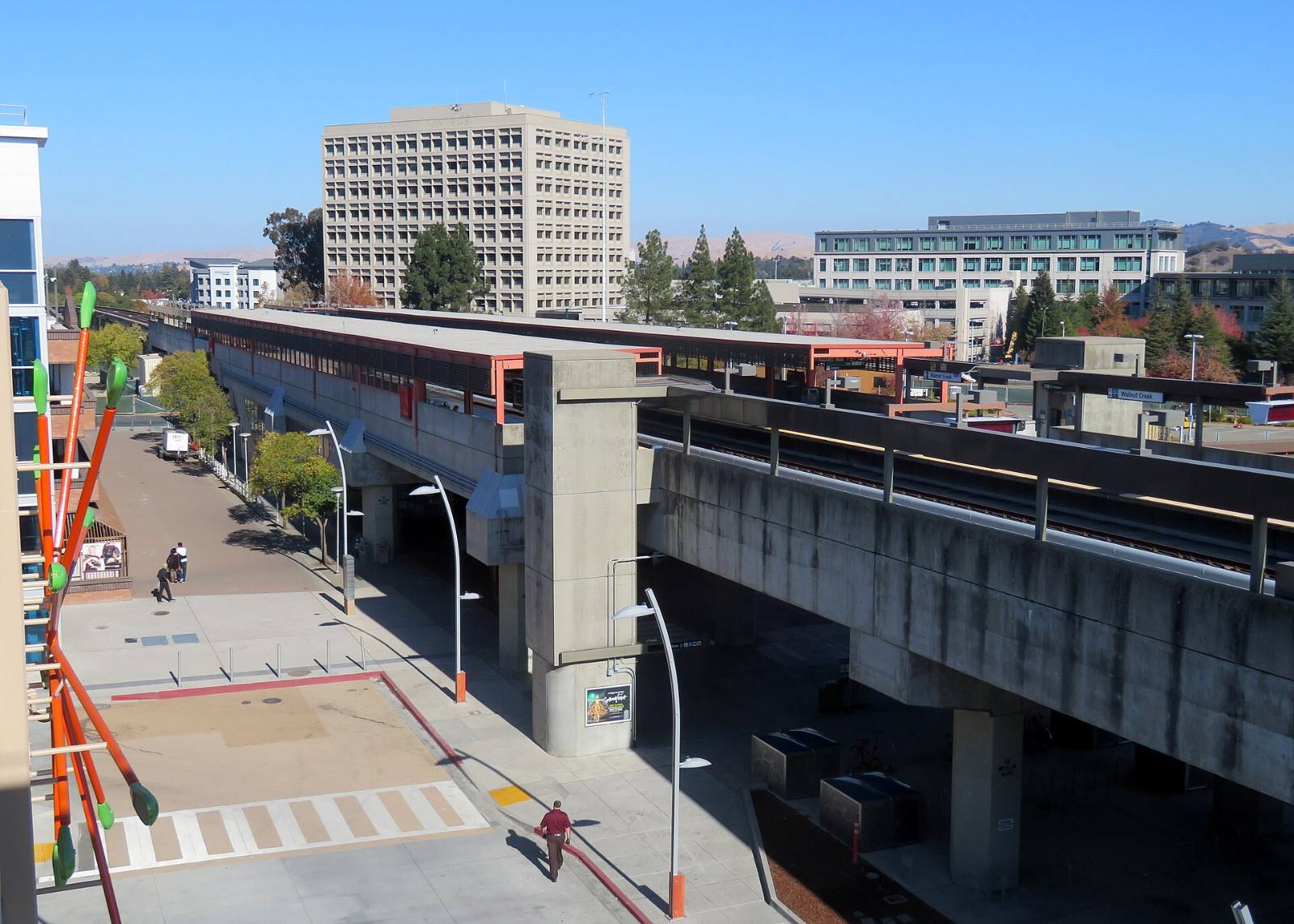 Walnut Creek BART station seen from the south parking garage, Walnut Creek, California, November 2019
