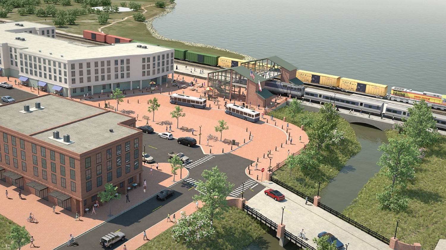 City of Hercules 2018 rendering of the proposed Hercules Regional Intermodal Transit Center, which is not funded for construction