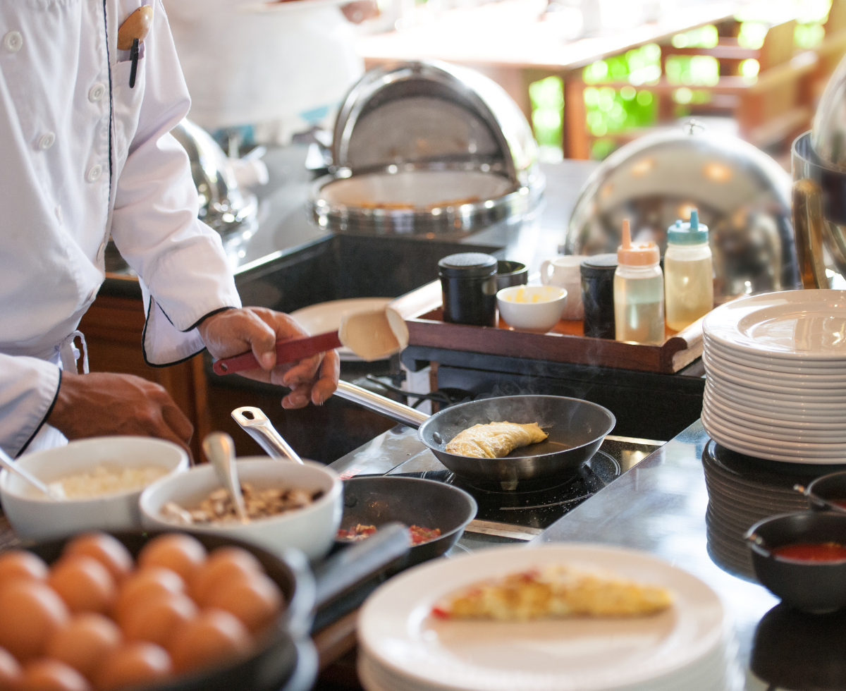 Chef preparing omelettes