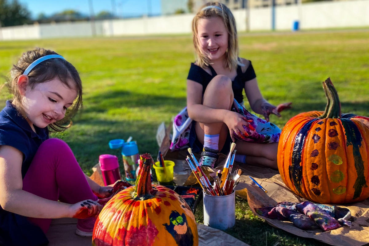 Painting Pumpkins in the Park