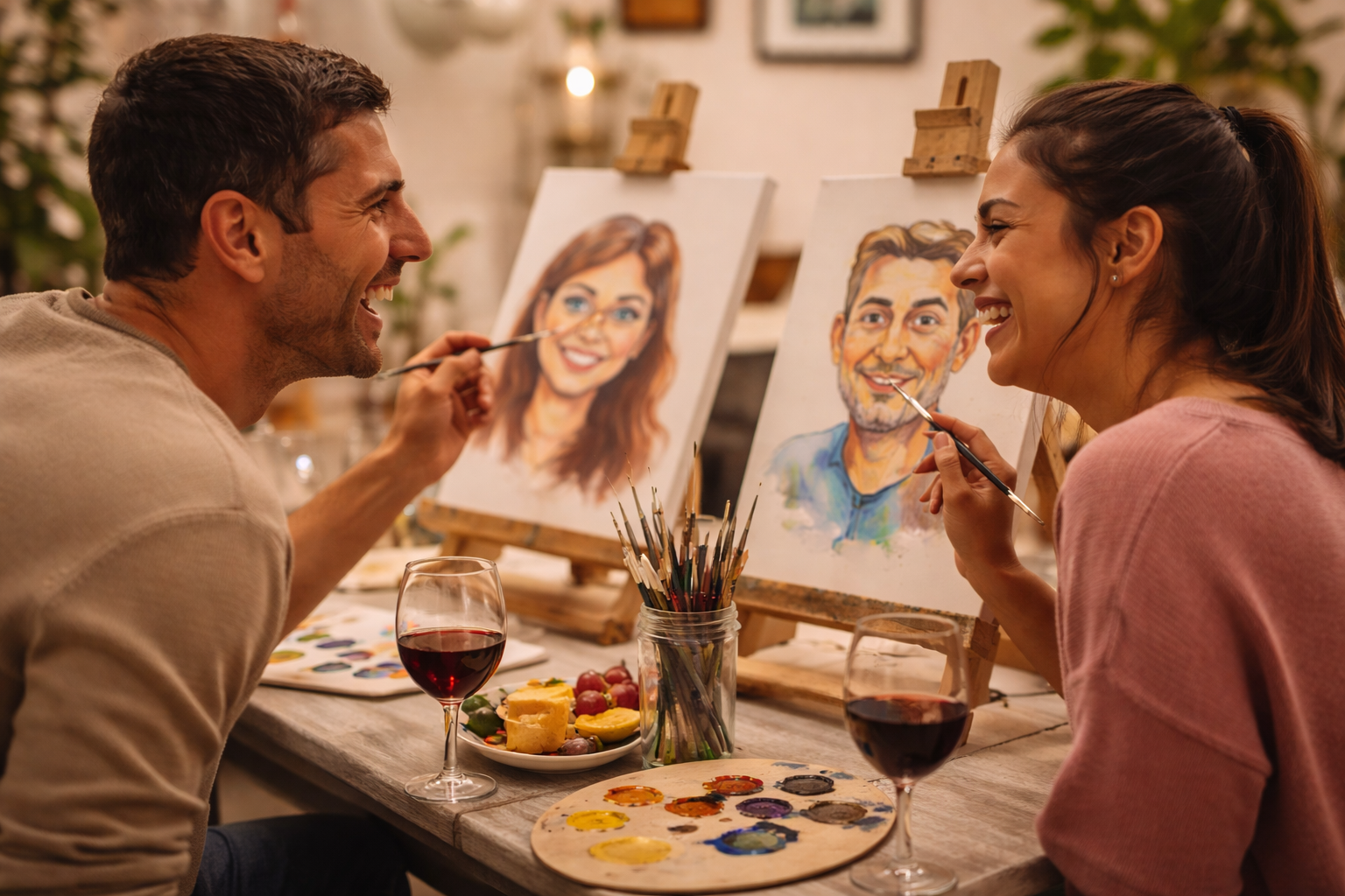 couple paint each other