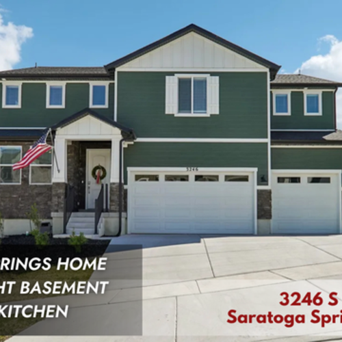 Saratoga Springs Home for Sale Under $800K with 3-Car Garage, Beautiful Views, Quartz Kitchen, Large Bonus Space, and Daylight Basement Plumbed for Future Expansion