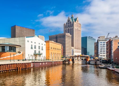 sunny city riverfront