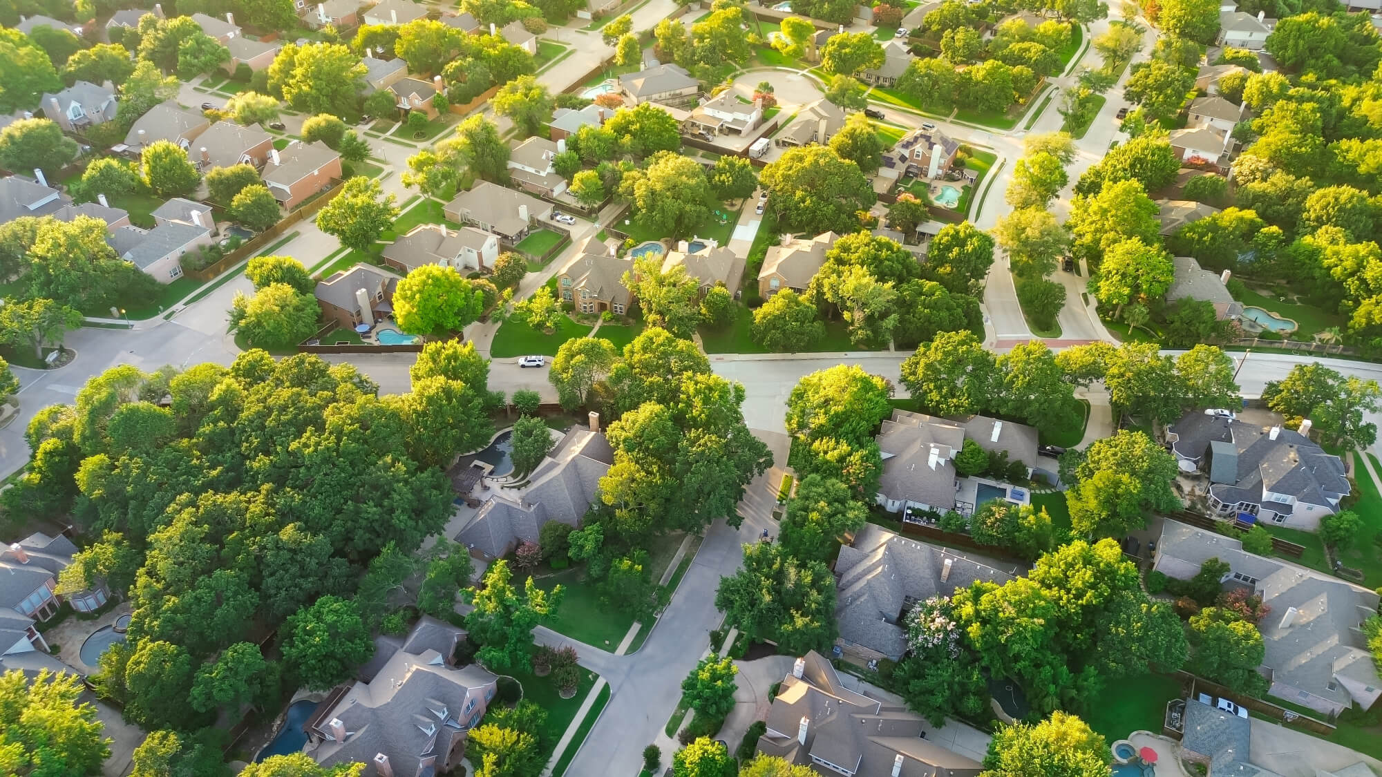 suburban neighborhood aerial view