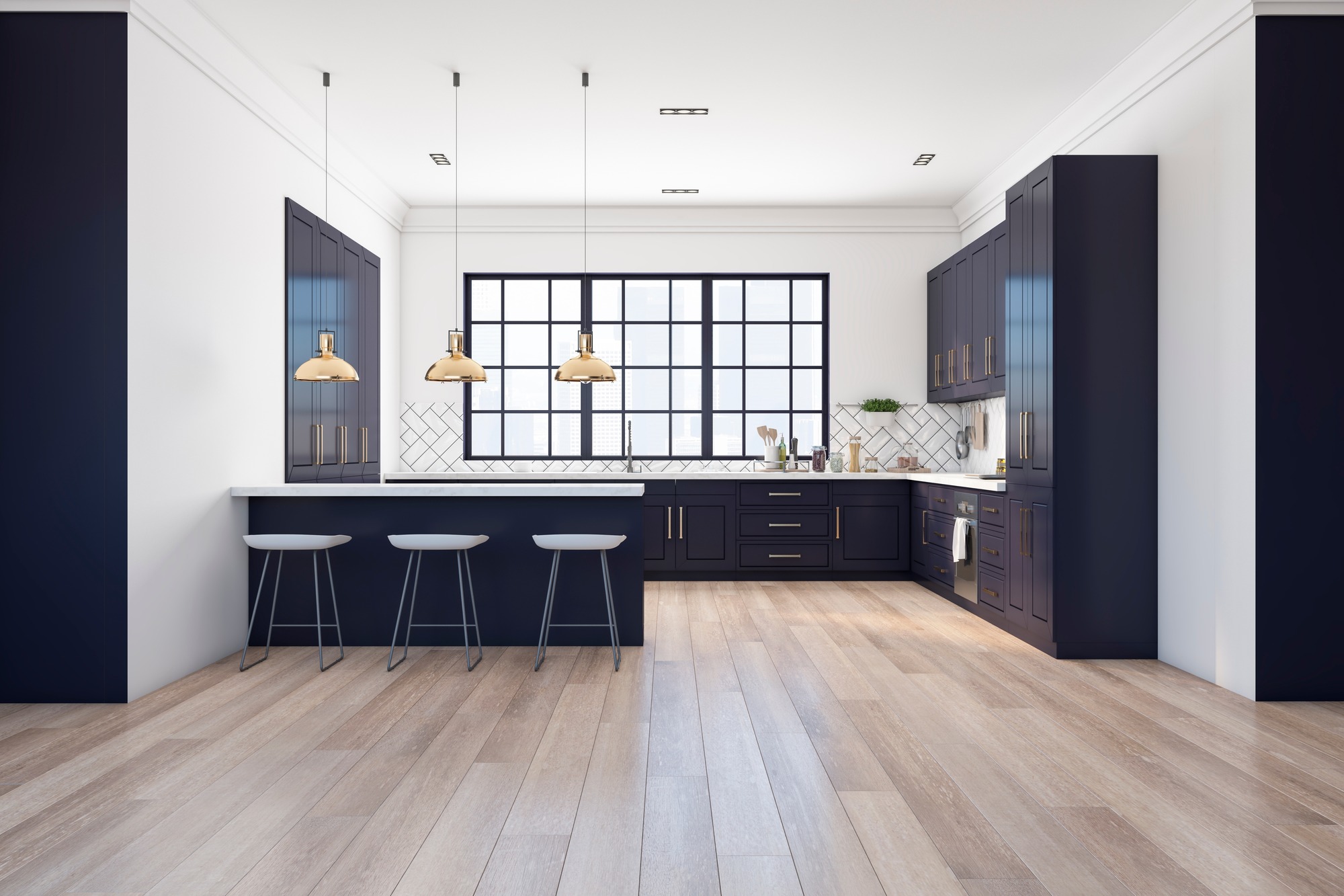 modern navy kitchen design