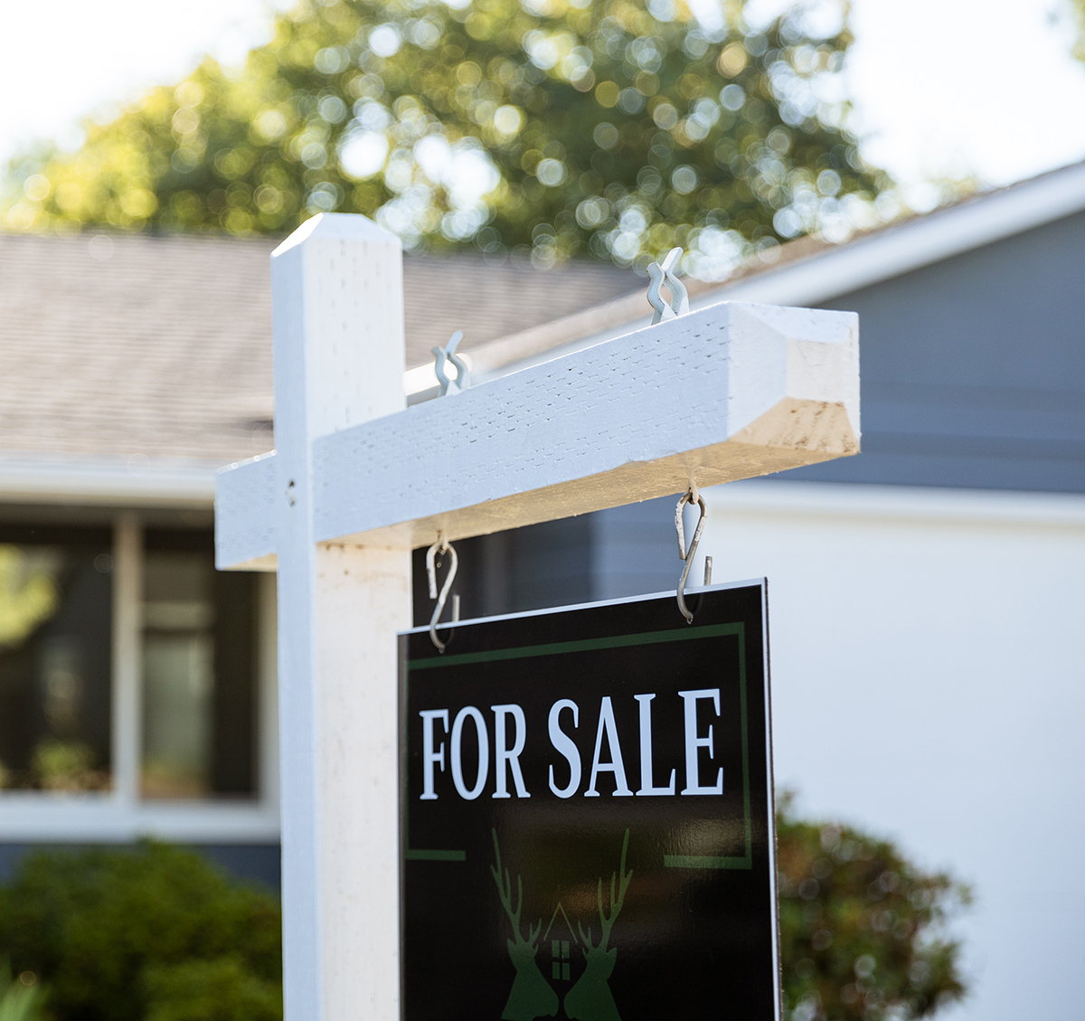 Portland Oregon House for Sale Sign in Front Yard. No people