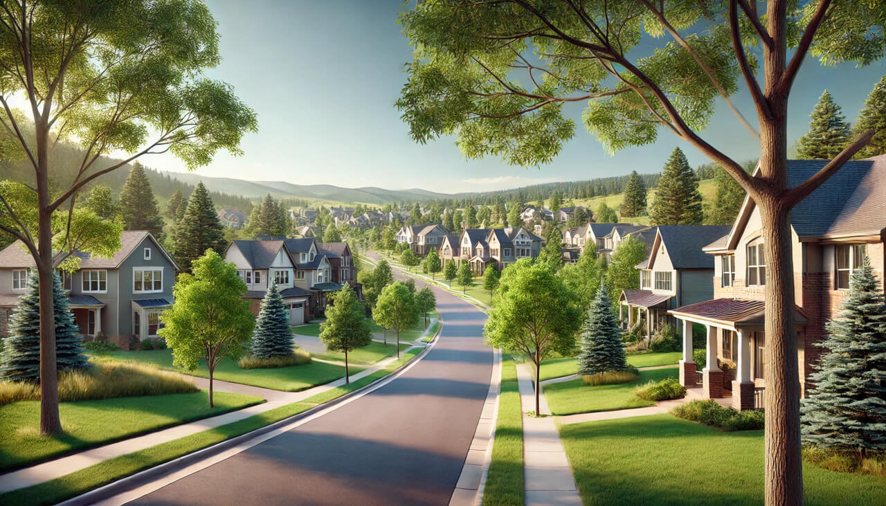 Loveland CO Real Estate Authentic Side-View of Suburban Homes