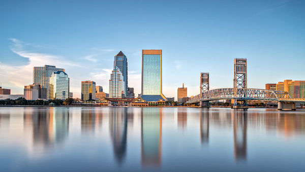 Skyline of Jacksonville, FL and Main Street Bridge