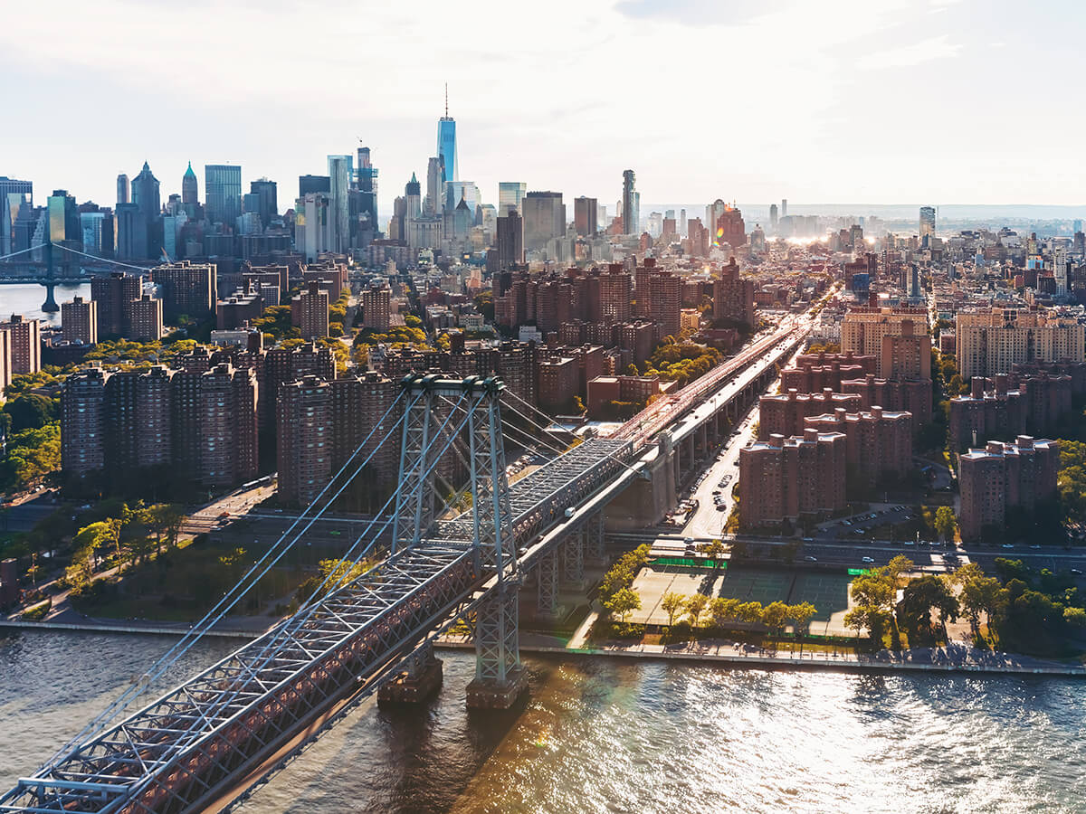 Aerial-view-of-the-the-Williamsburg-Bridge
