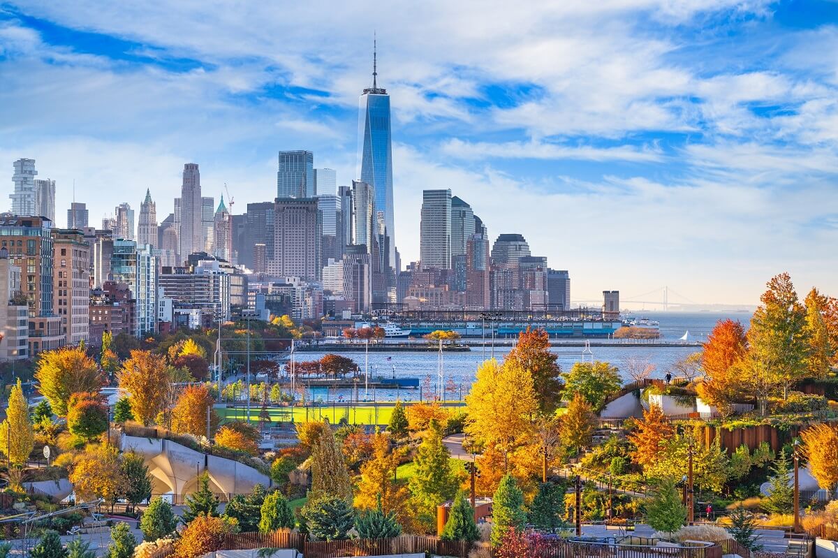 view of the financial district skyline in Lower Manhattan Featured