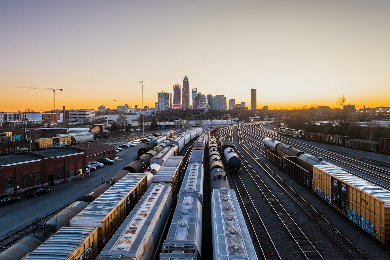 Rail lines cutting through the Queen City