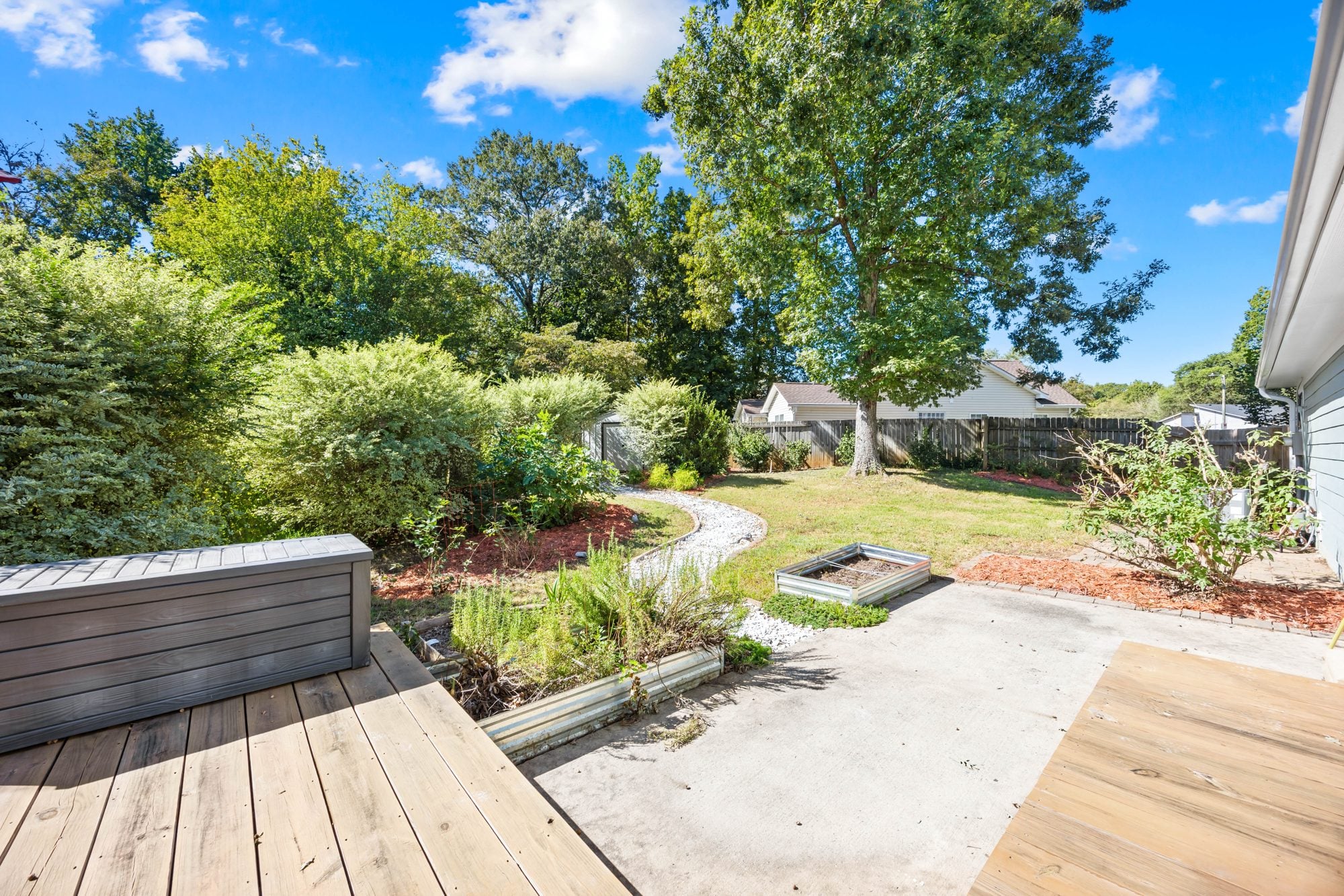 Deck, patio and garden path at 4900 Cricklewood Lane