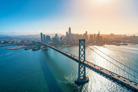 San Francisco County - Aerial view of the Bay Bridge in San Francisco, CA
