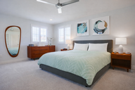 Modern bedroom with mid-century furniture