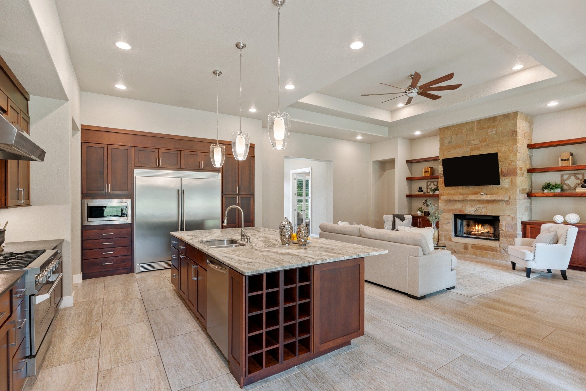 modern open kitchen livingroom