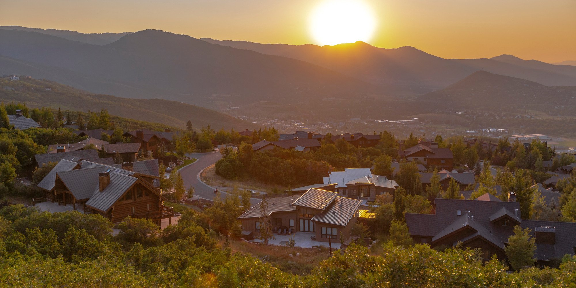 mountain sunset residential view