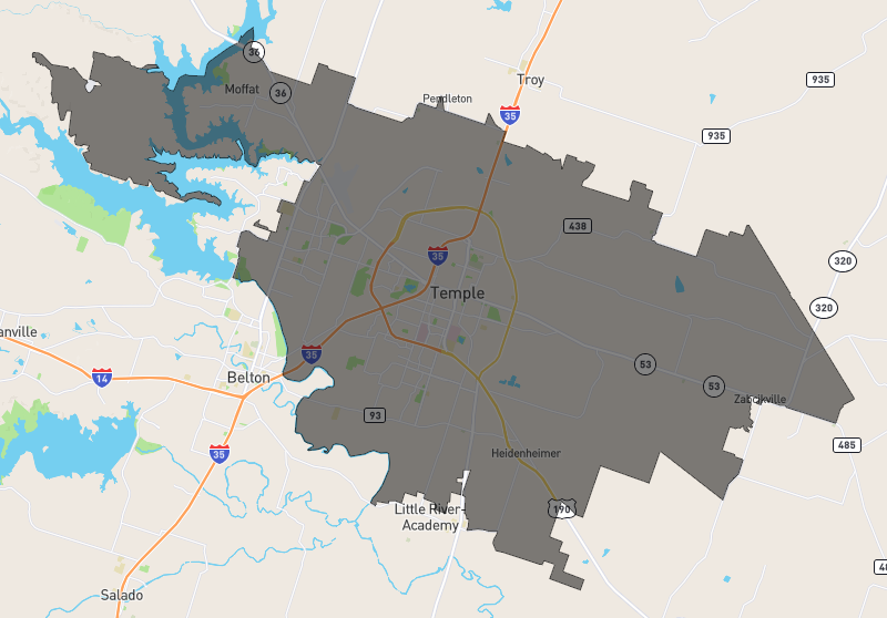 Temple TX map tour
