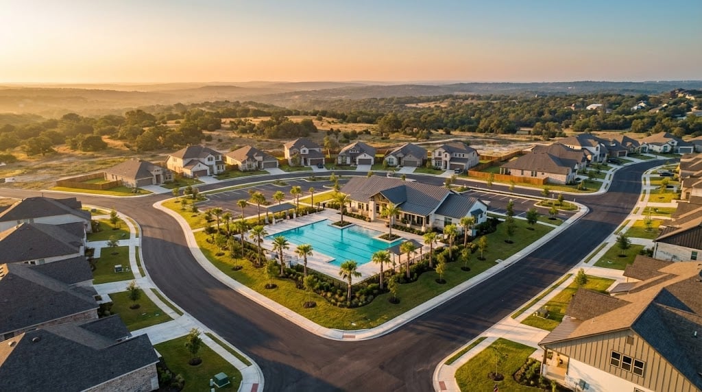 Aerial view of new construction development in Temple TX