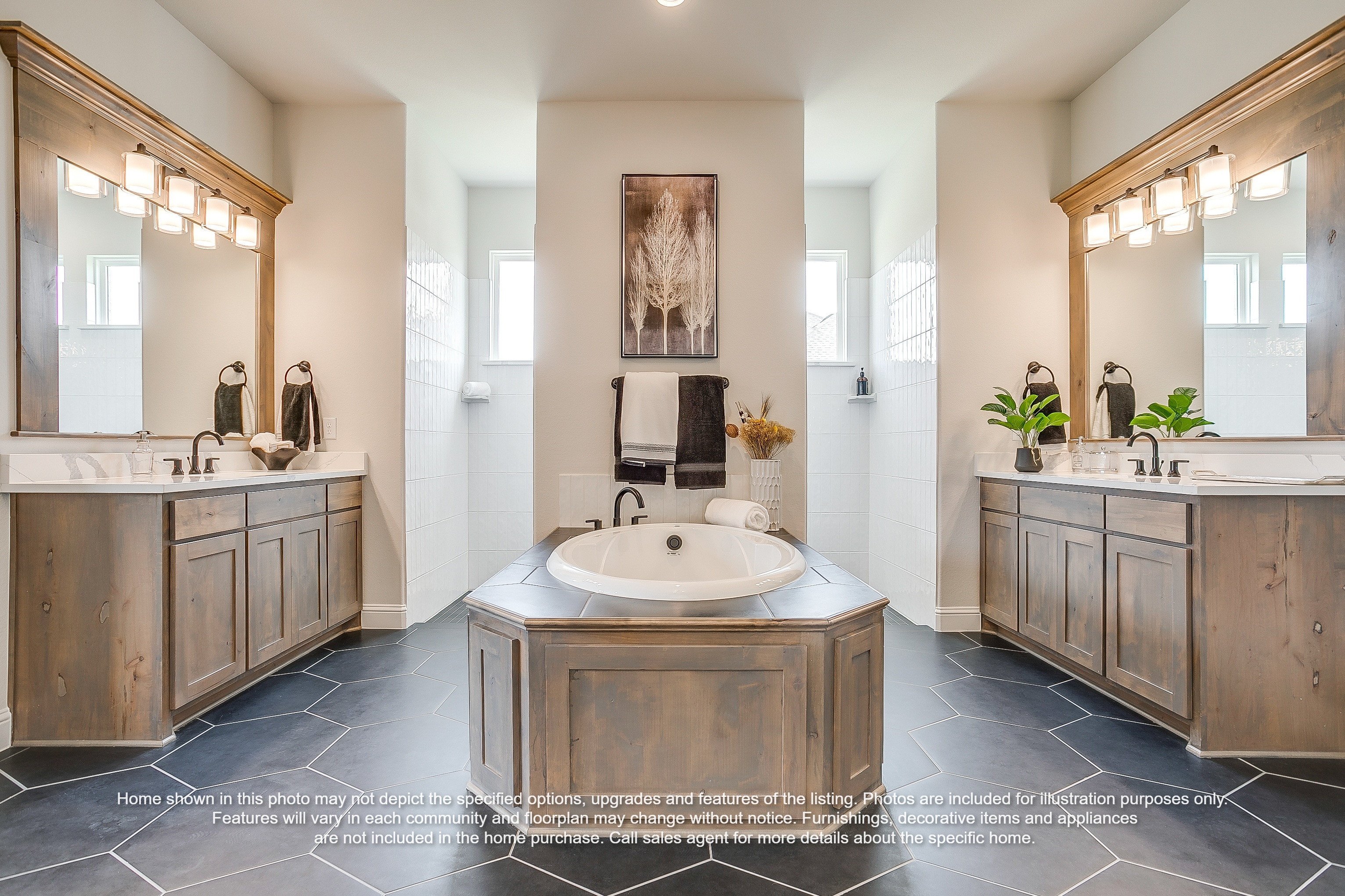 John Houston primary bathroom with solid surface countertops
