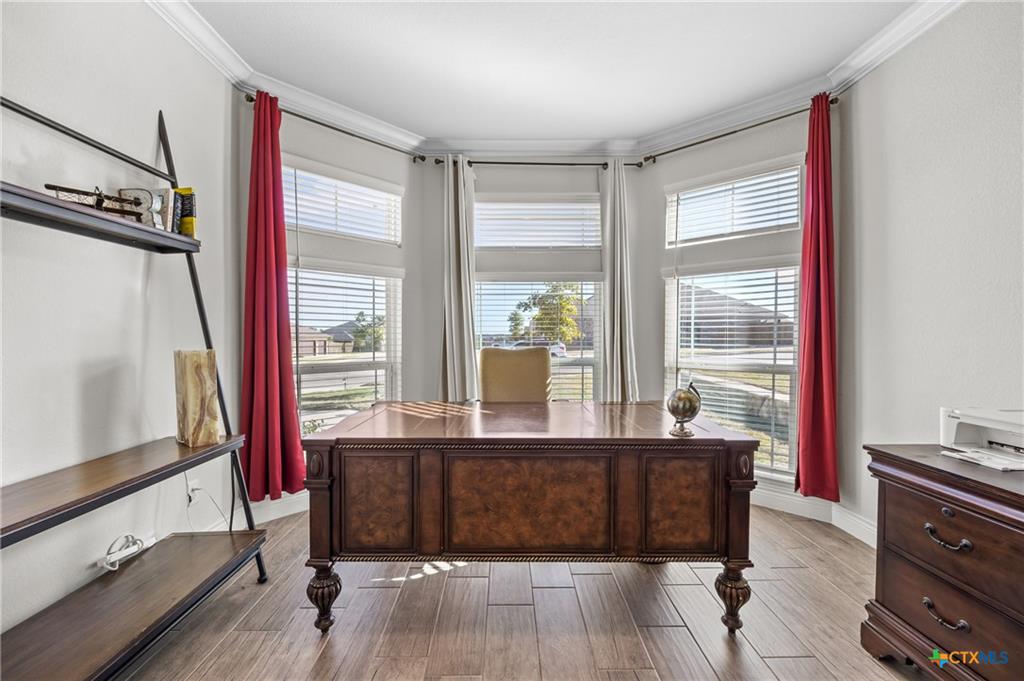 Saratoga Homes home office with built-in workspace